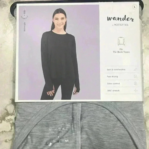 Wander By Hottotties Tie Back Tunic Heathered Top - Picture 1 of 7